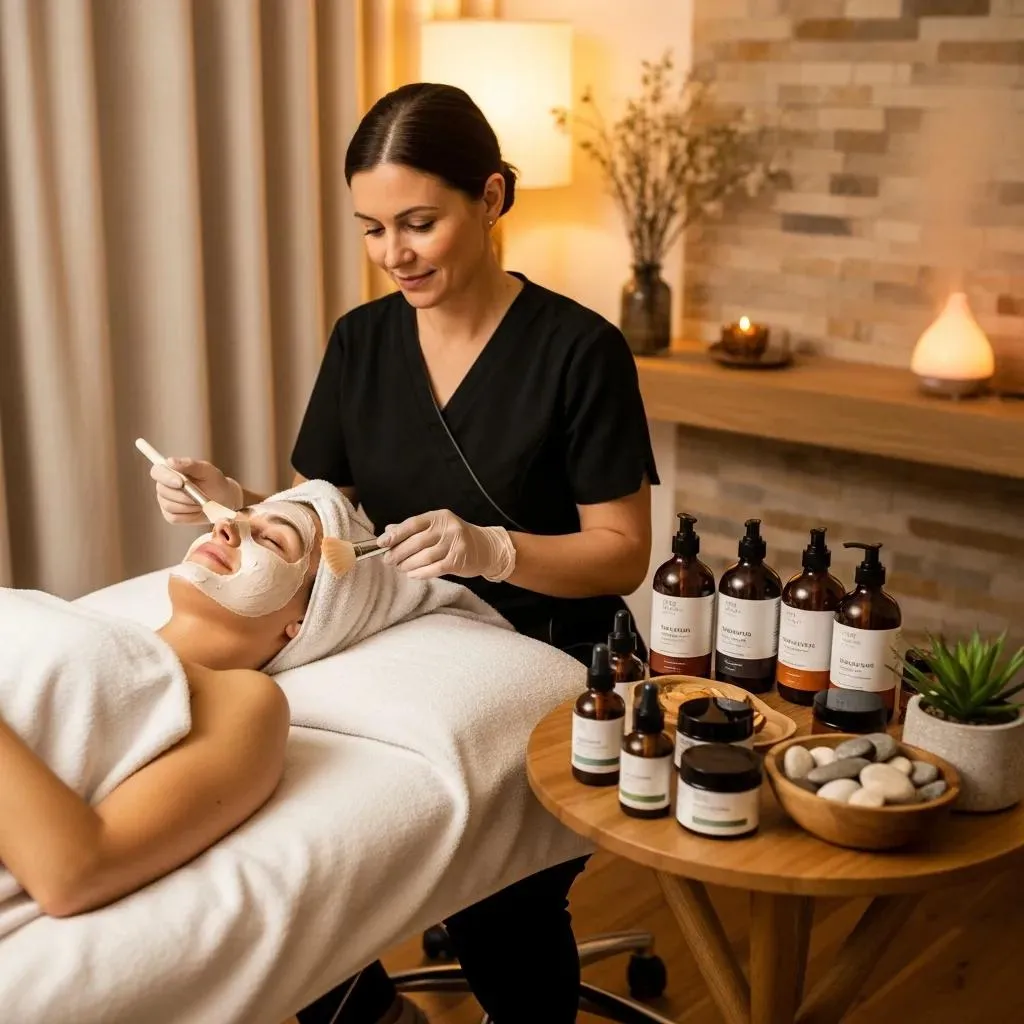 Client getting an organic facial to revive winter-dry skin