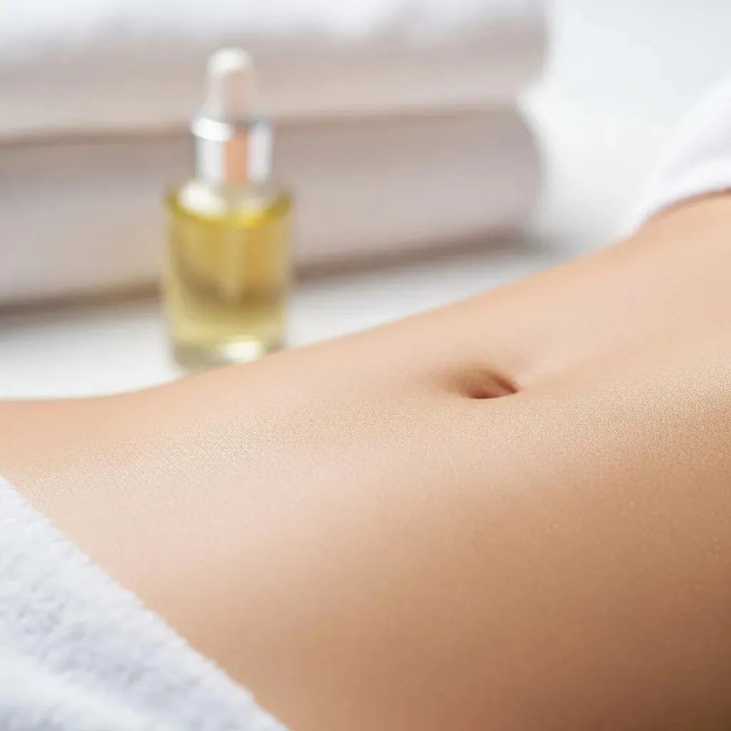 Close-up of smooth, glowing skin after professional waxing