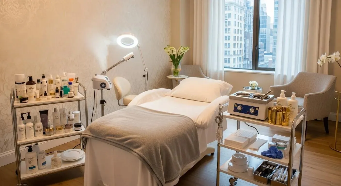 Manhattan beauty studio set up for a Brazilian wax and glow facial