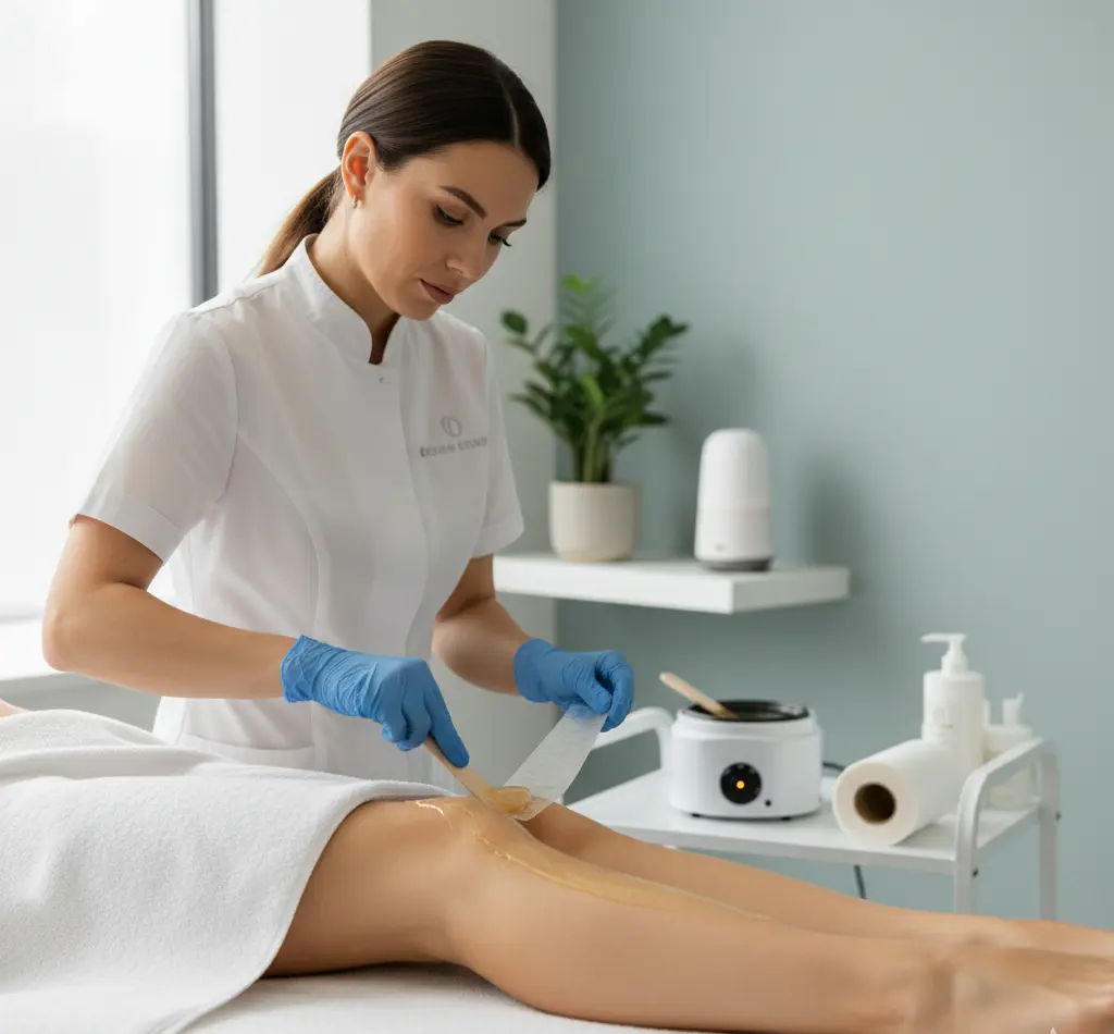 body waxing treatment in process